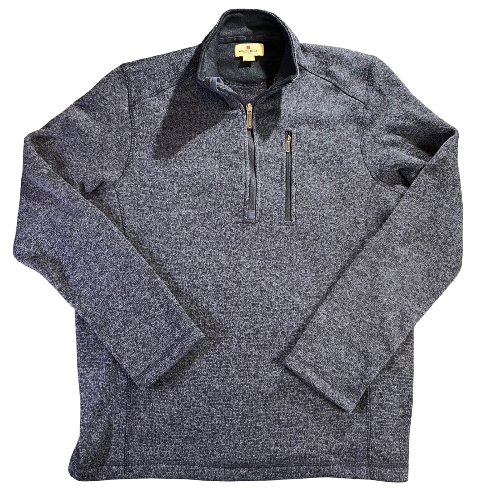 Woolrich Men's Quarter Zip Pullover Fleece Jacket Heathered Blue L G